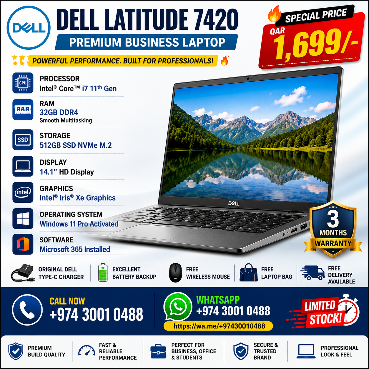 Dell Latitude 7420 | Intel Core i7 الجيل 11 | 32GB RAM | 512GB NVMe SSD | شاشة 14 بوصة - Image 4