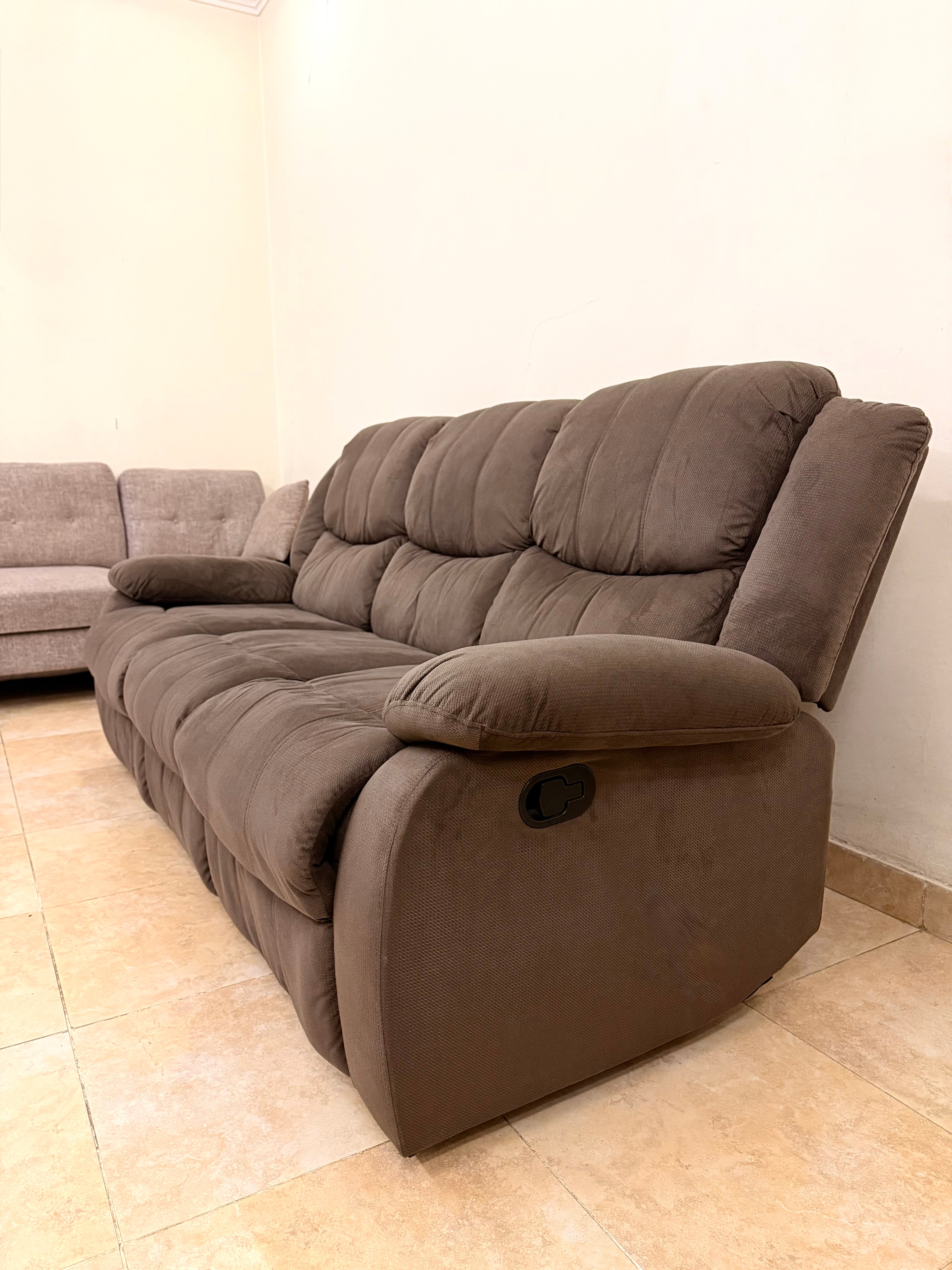 3-Seater Brown Recliner Sofa – Comfortable & Well Maintained - Image 2