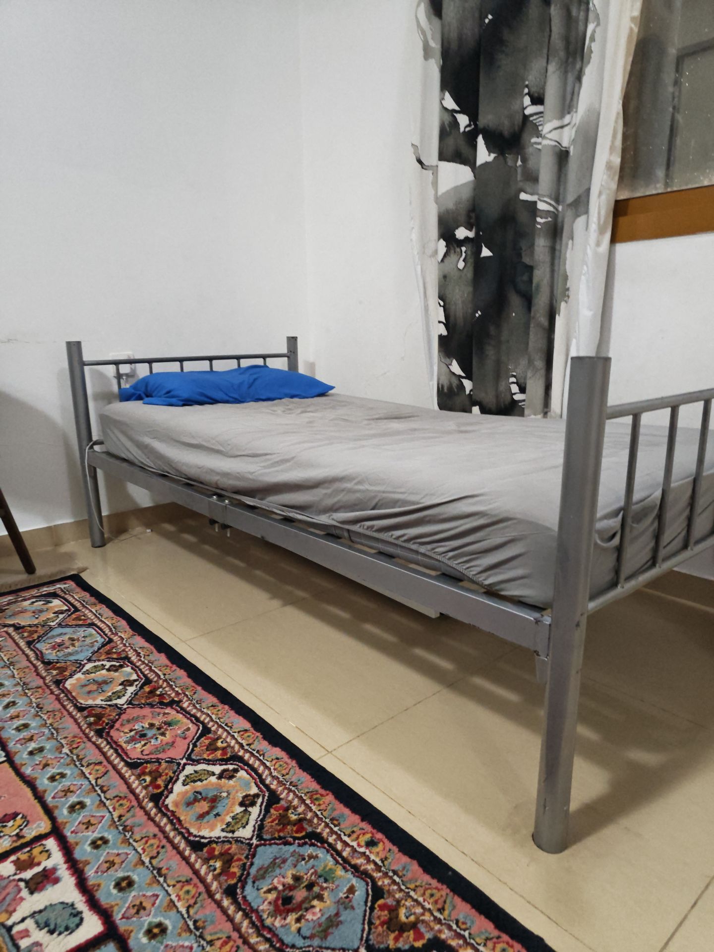 Heavy-Duty Silver Single Metal Bed Frame with Mattress - Image 2