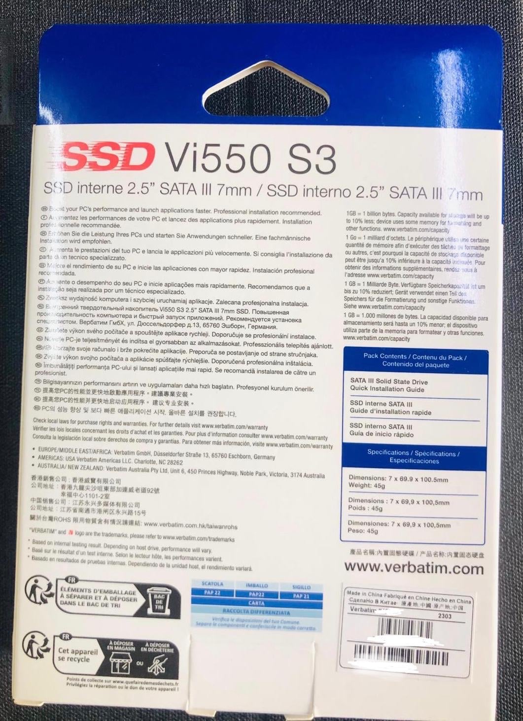 1TB Verbatim Vi550 SSD harddisk New box piece - Image 4