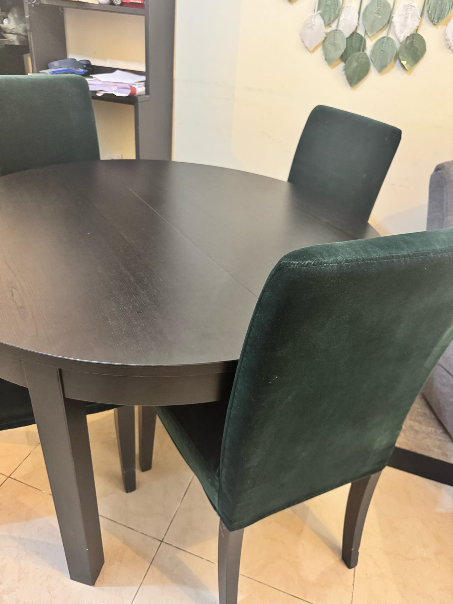 Ikea dinner table (extendable) with 6 Velvet chairs - Image 1