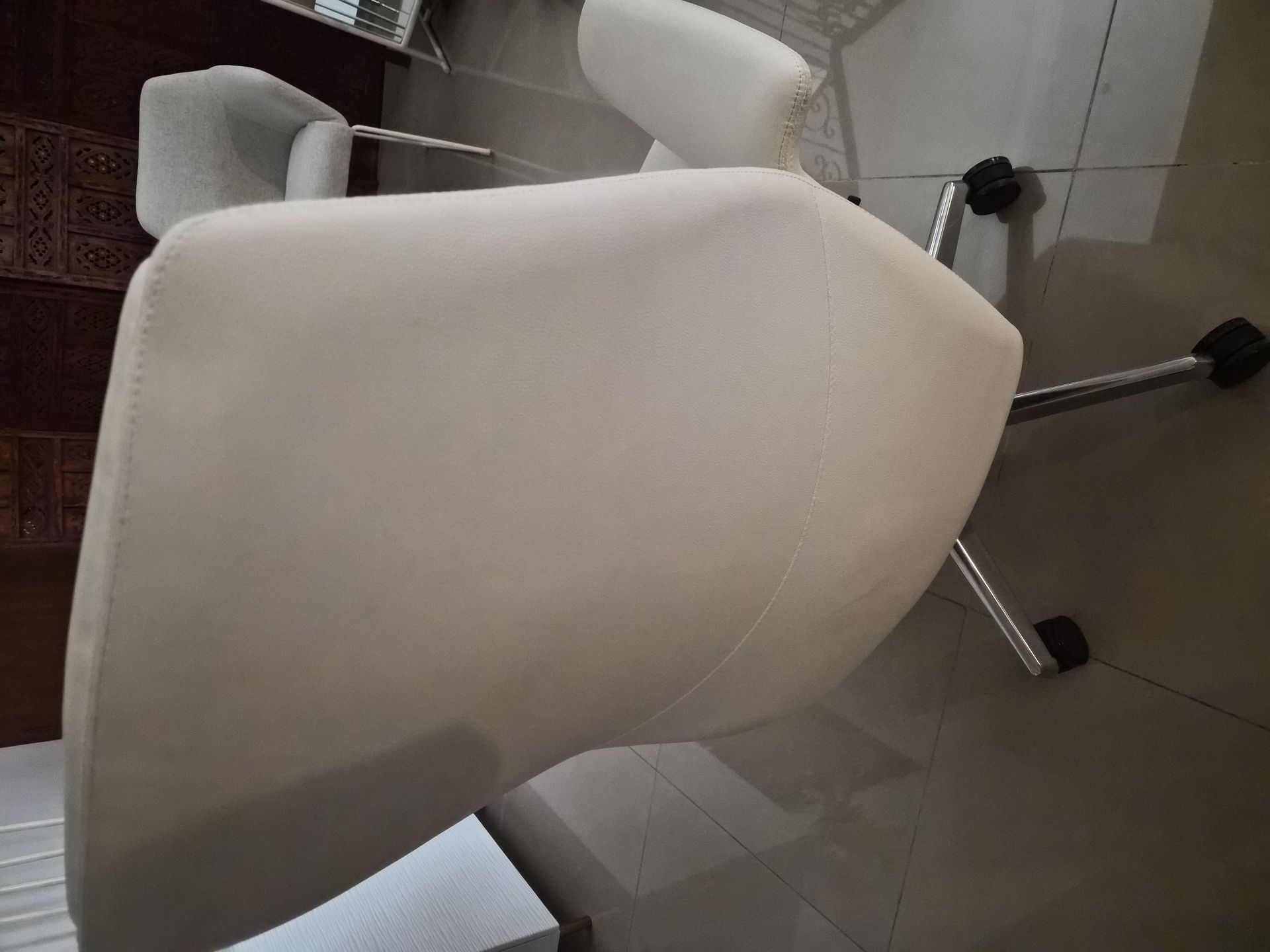 White leather office chair - Image 2