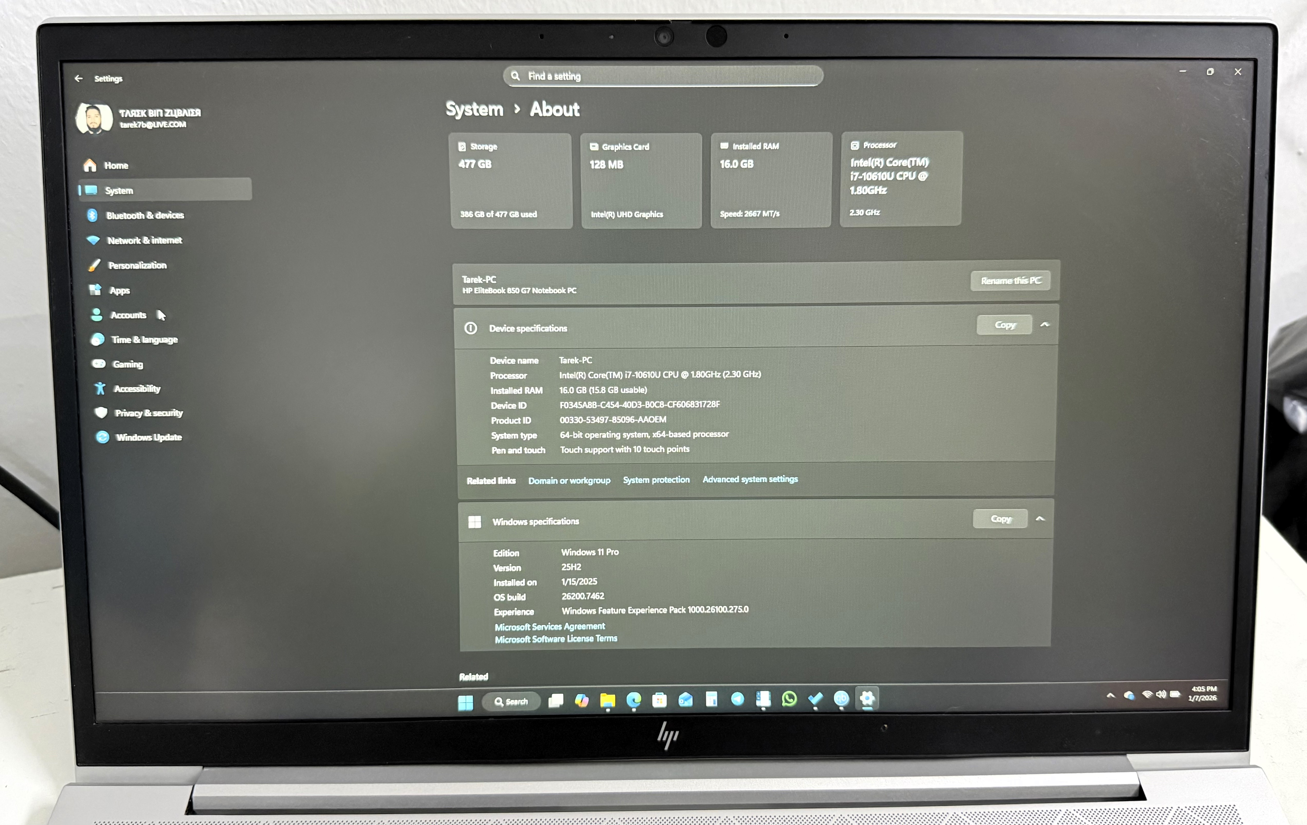 HP EliteBook 850 G7 Touchscreen Core i7 - Image 3