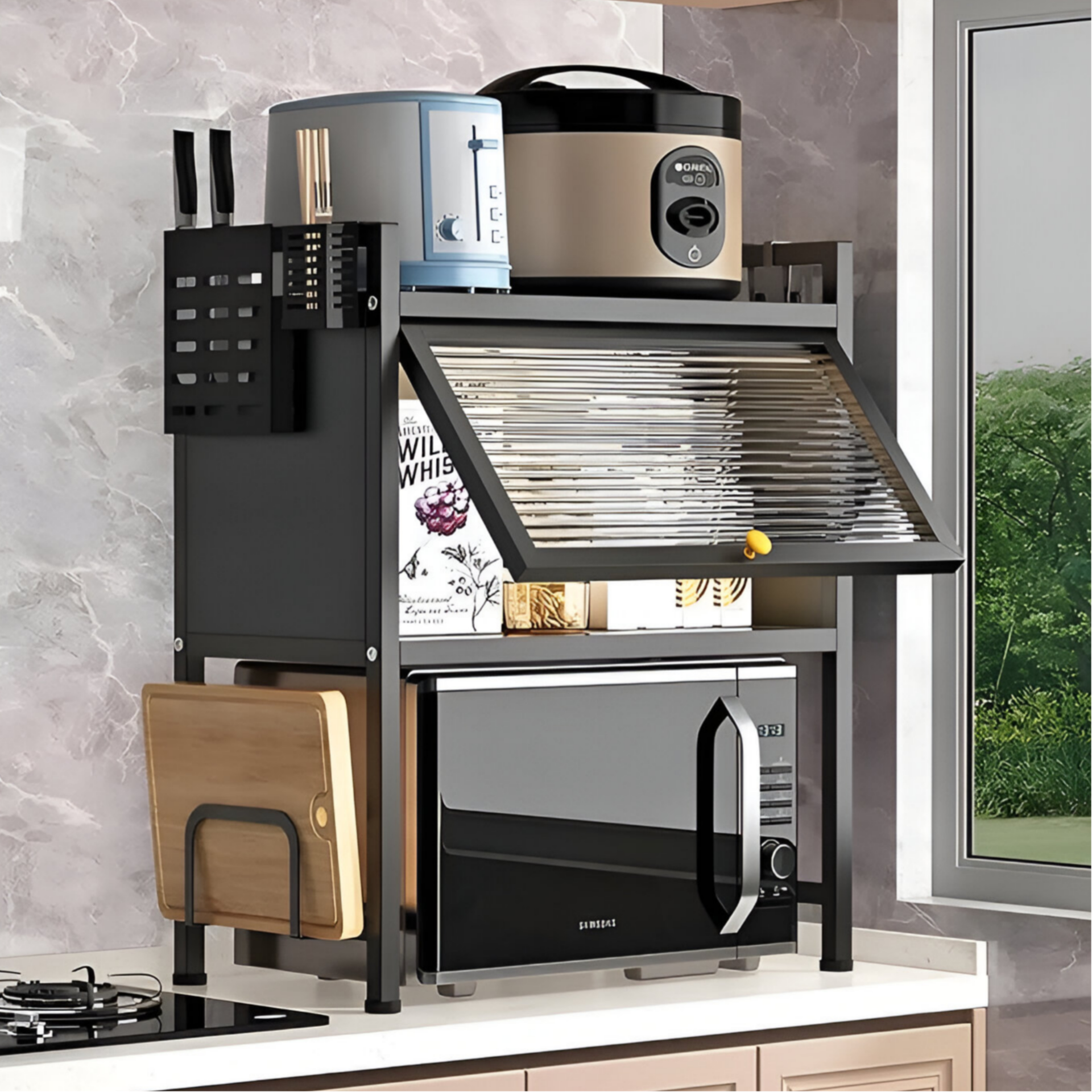 Microwave Oven Rack with Door - Image 1