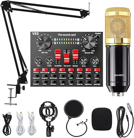 Singing Live Sound Card + Professional Condenser Microphone V8S - Image 3