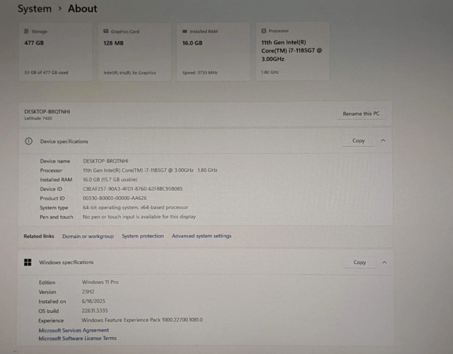 Dell Latitude 7420 i7/11th/16GB/512GB  - Image 5