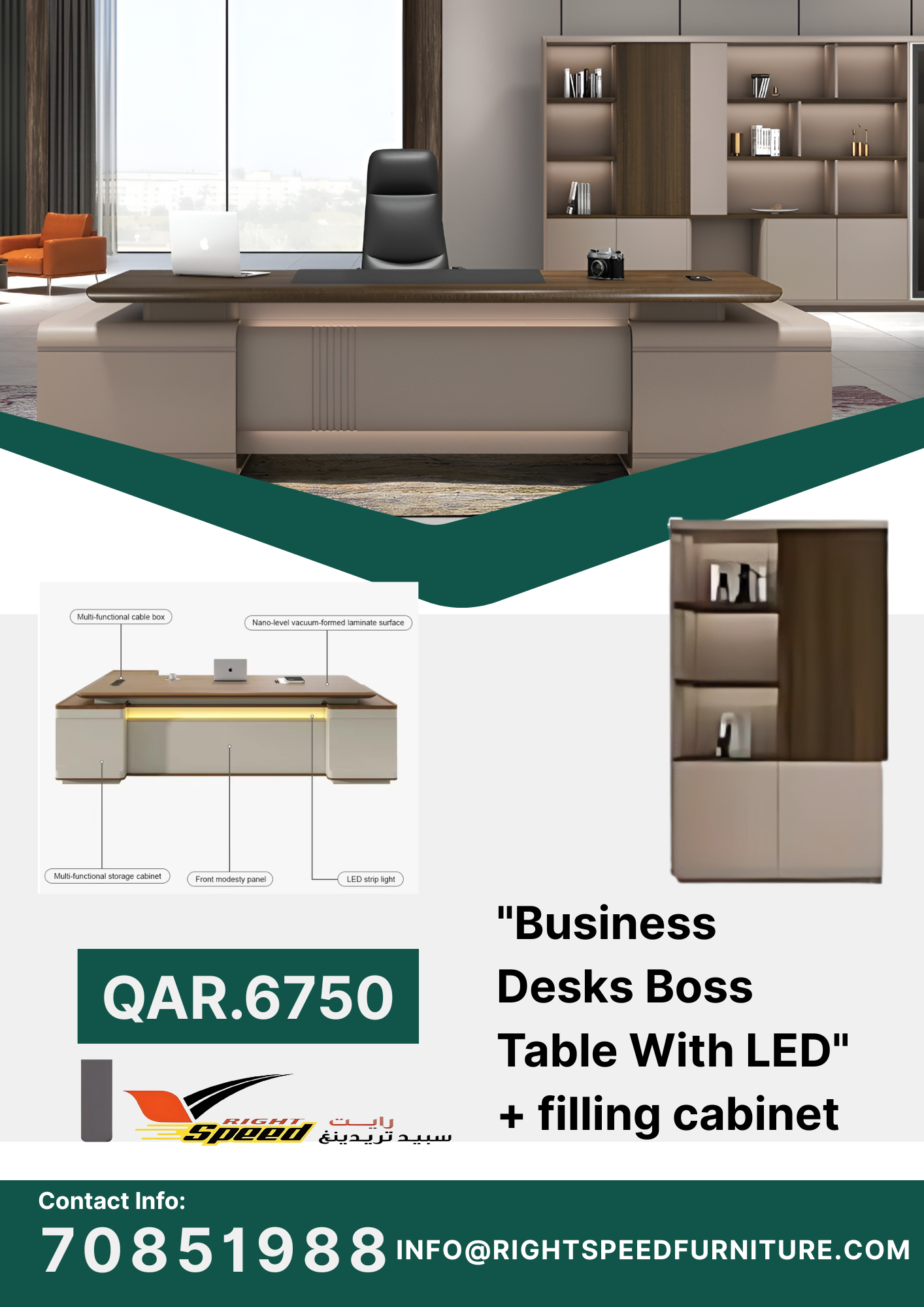 CEO DESK WITH LED LIGHTS - Image 1