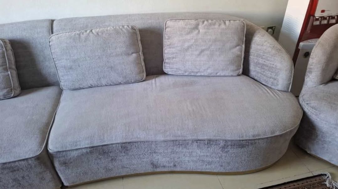 Luxury Velvet Sofa (6 seater) + 2x Club Armchairs and cushions - Image 6