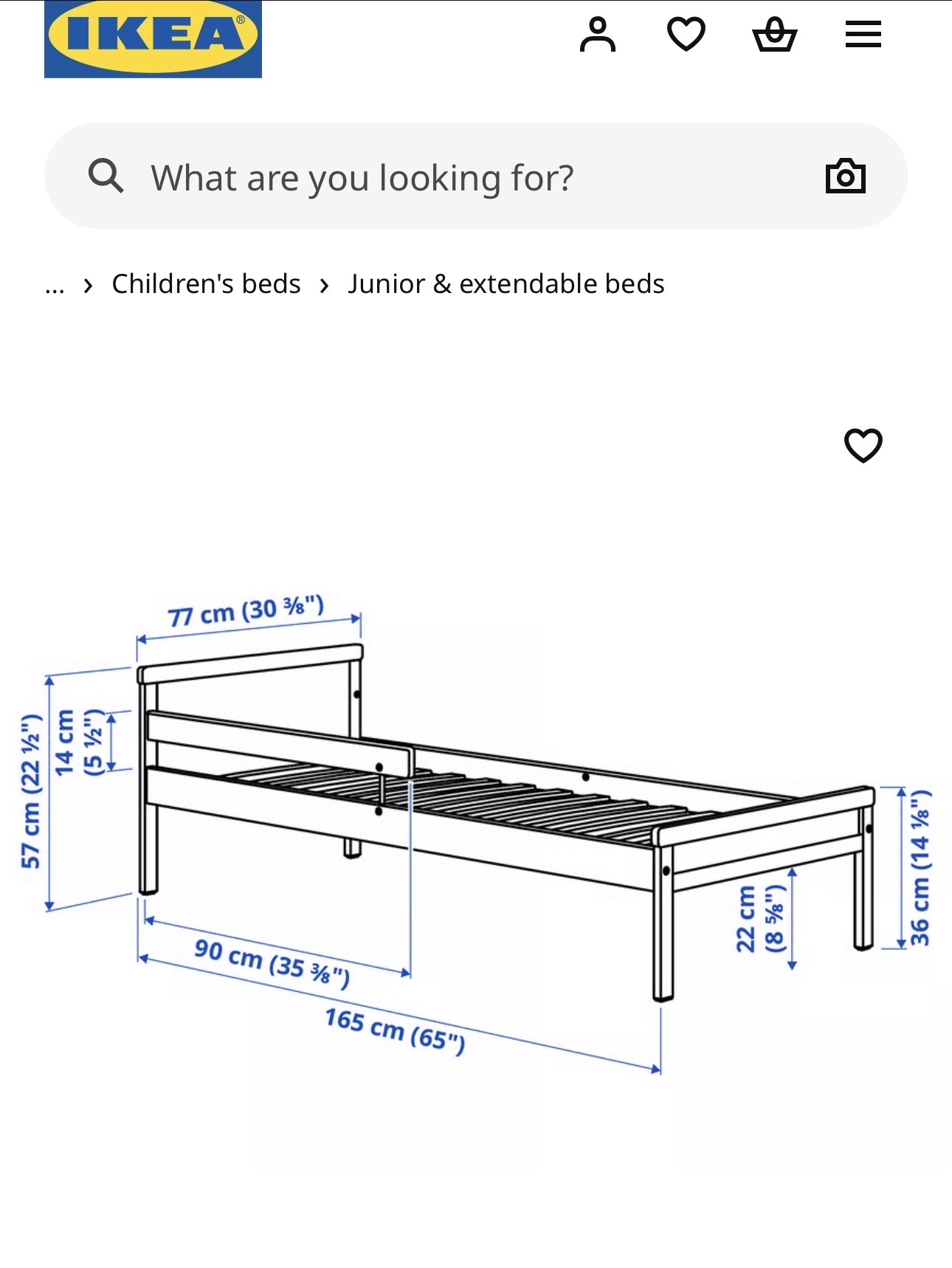 IKEA Bed frame with slatted bed base, beech, 70x160 cm with foam mattress  - Image 3