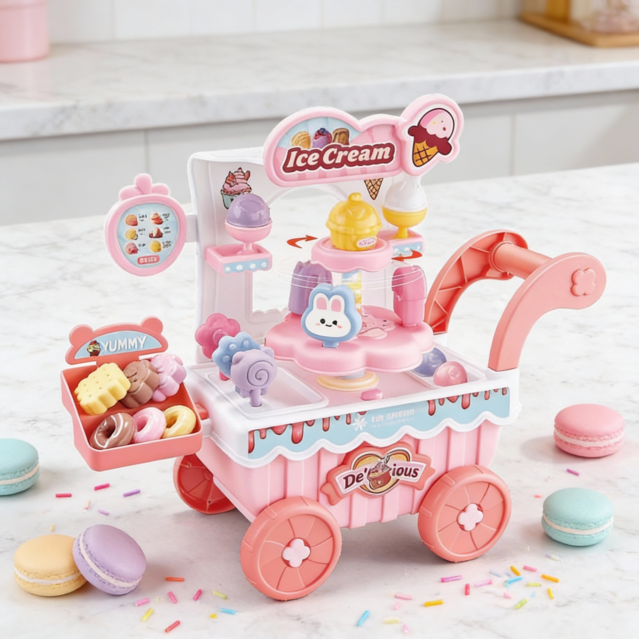 Cart 5 Ice Cream Dessert Trolley  with Lights & Music - Image 4