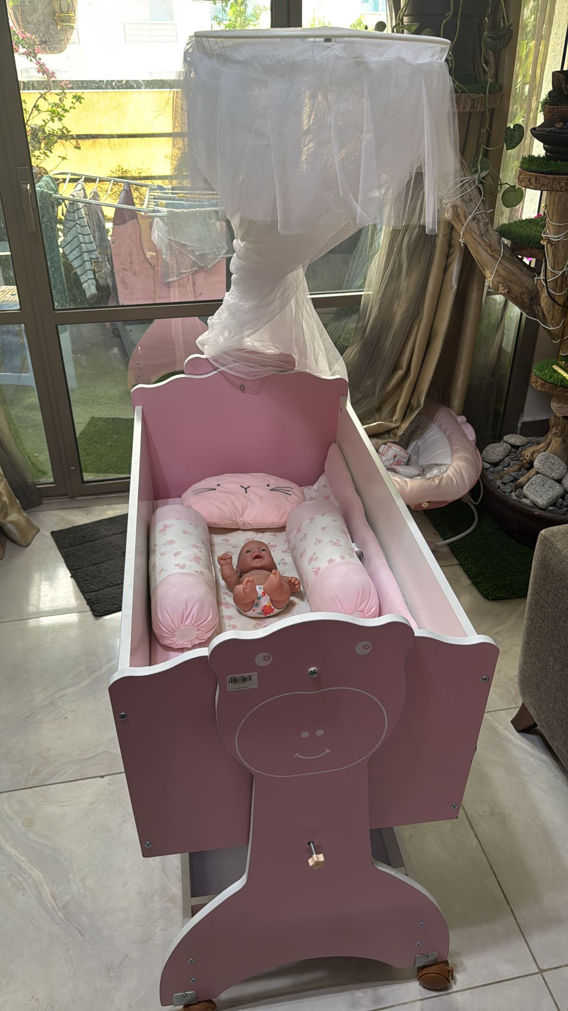 Baby Cradle and cot with wheels مهد الطفل وسرير مع عجلات - Image 3