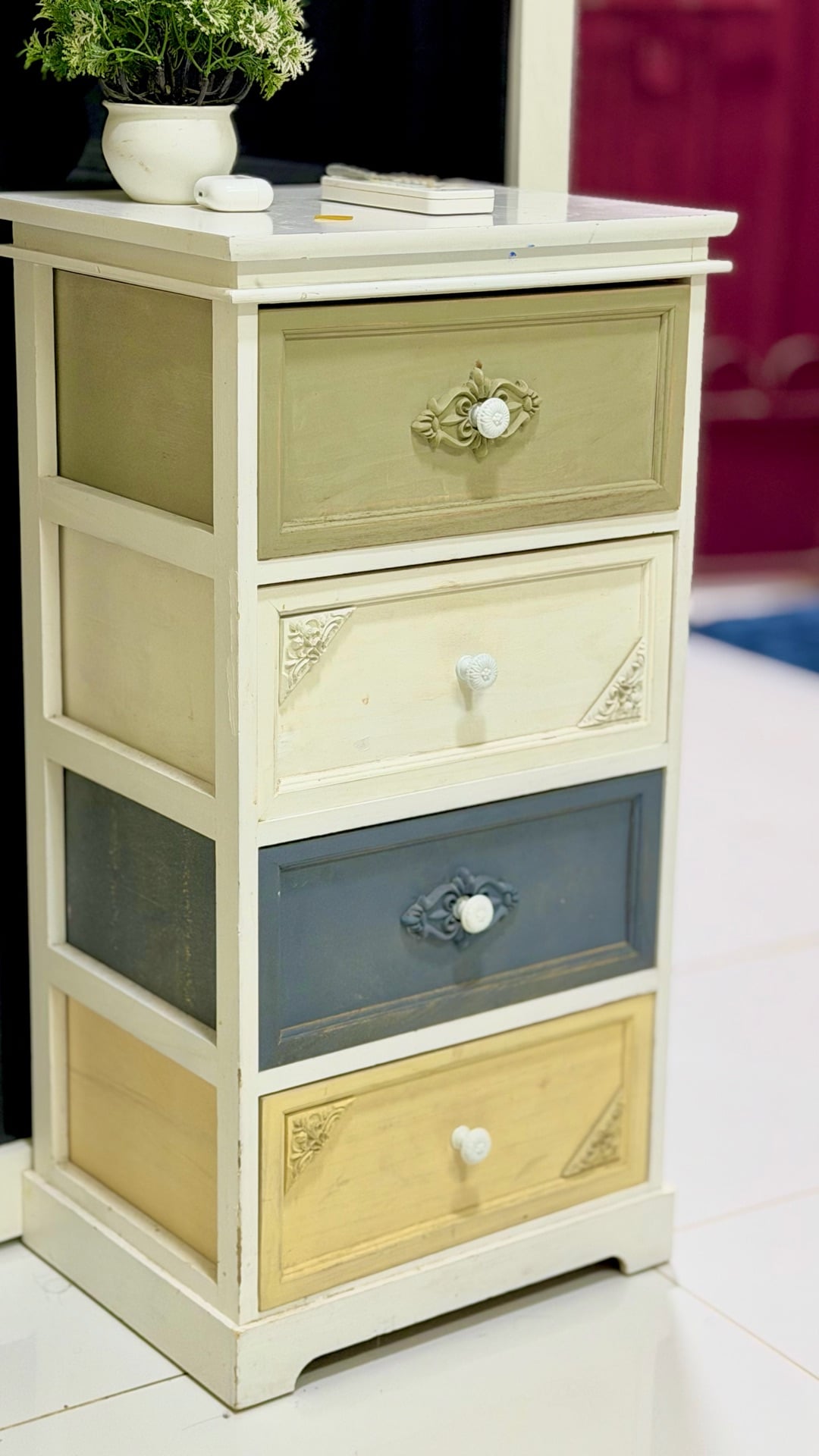 paulownia wood vintage 4 drawer cabinet  - Image 3
