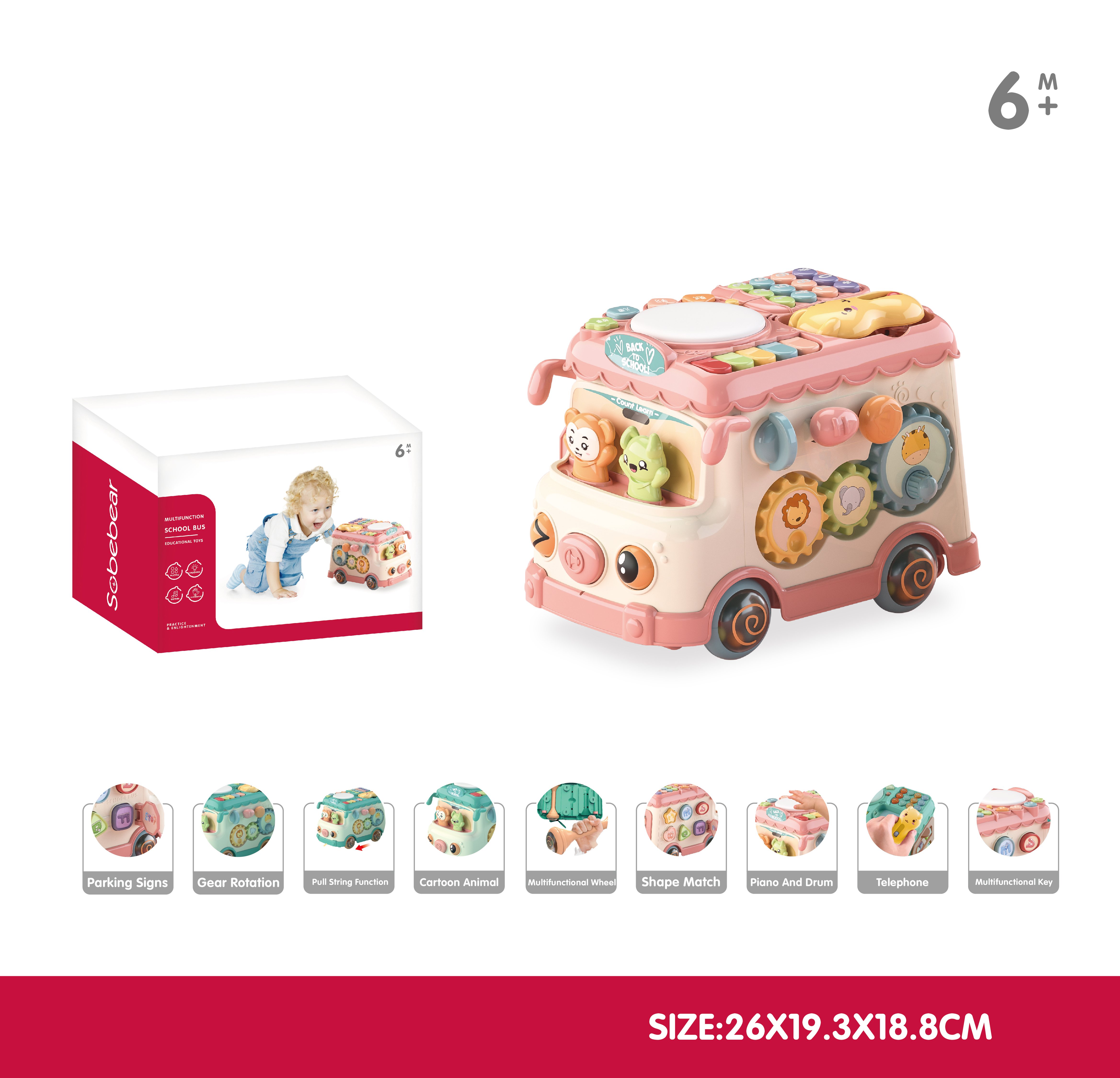 Multifunction School Bus Activity Toy - Image 1
