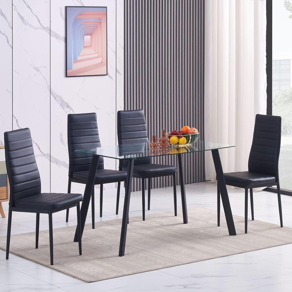 Glass Dining table with 4 chair - Image 3