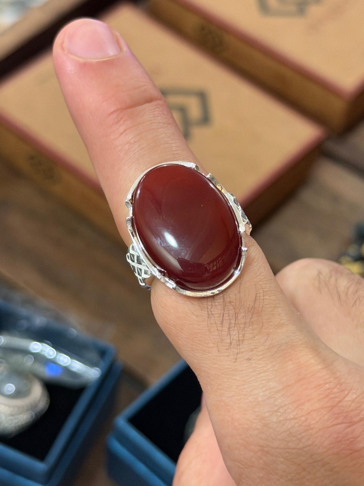 خاتم عقيق يمني yemeni agate ring - Image 4