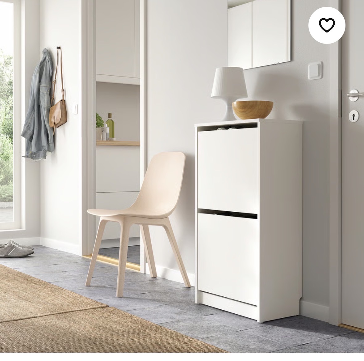 IKEA BISSA Shoe Cabinet – White (2 Compartments) - Image 1