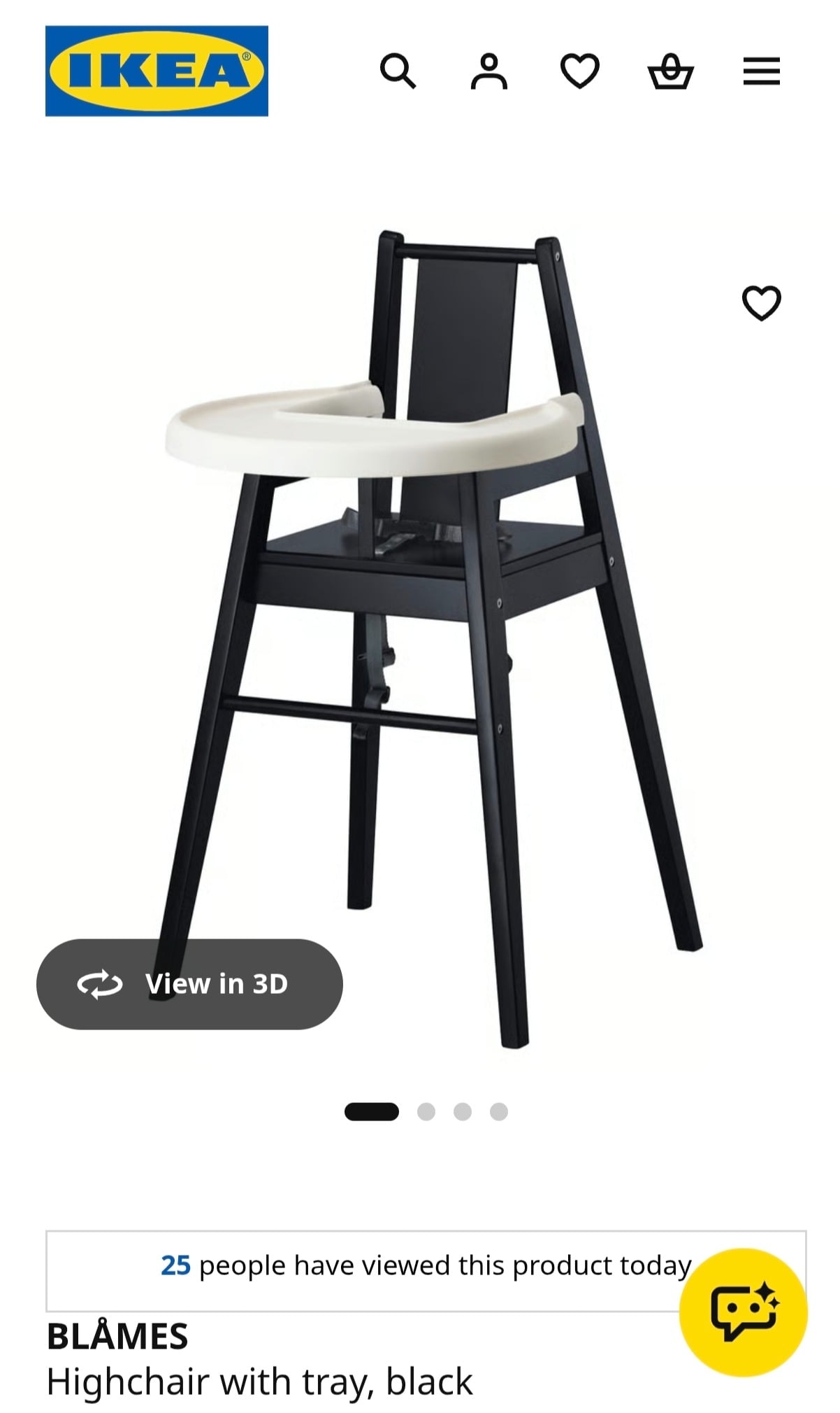 Ikea Baby High Chair with Tray - Blames Brand, Black - Image 6