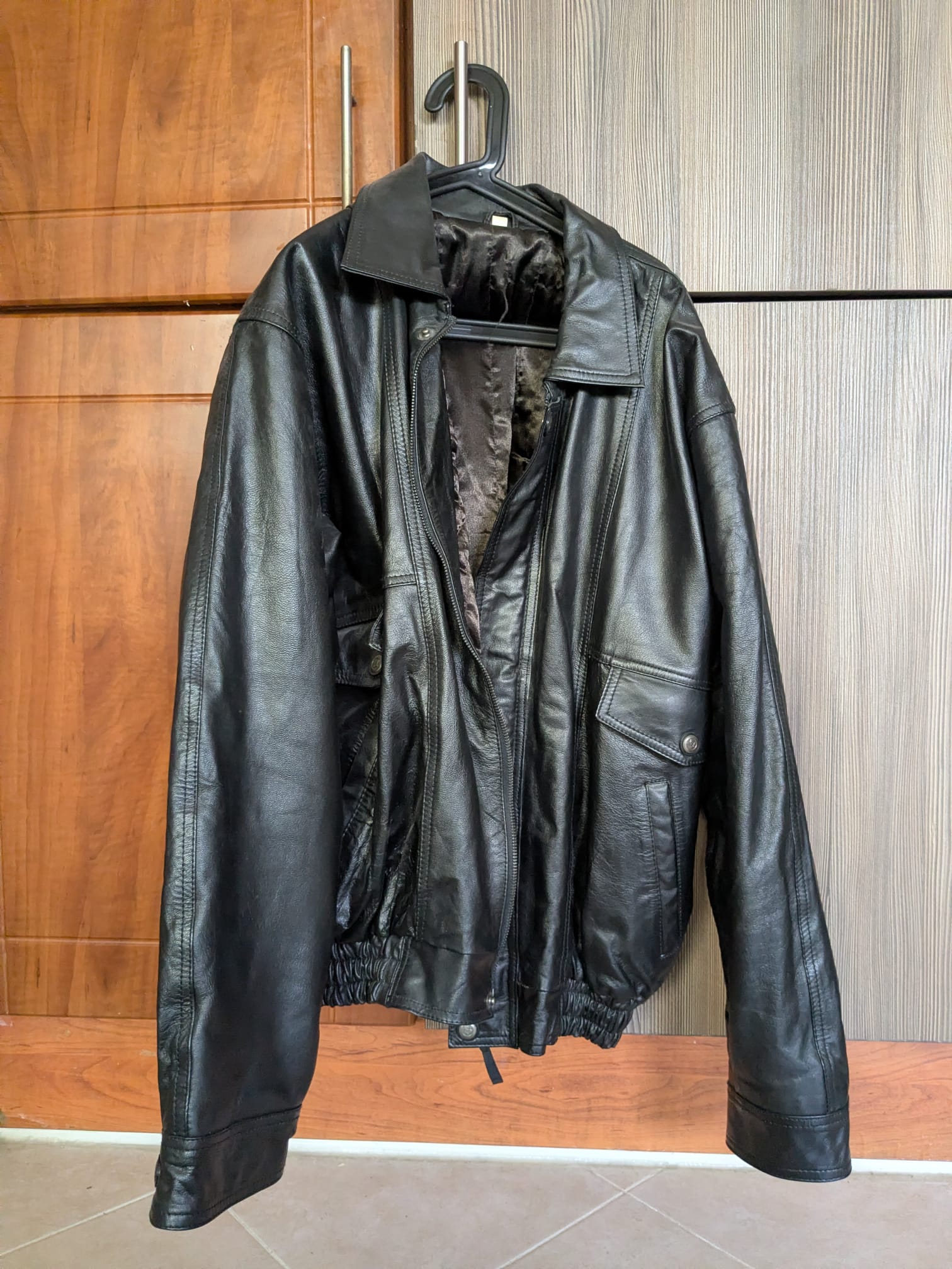 Genuine Leather Jacket for Sale – Men’s Black Bomber Style - Image 3