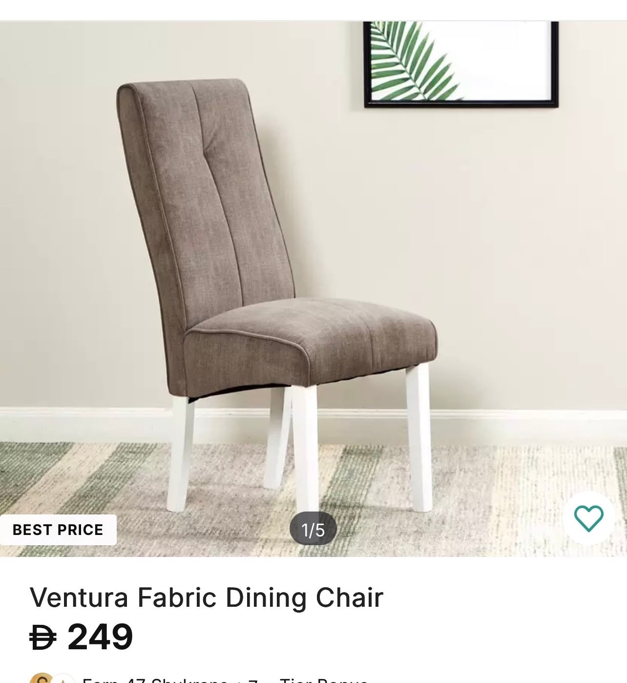 Ventura Fabric Dining Chair x 4 - Image 6