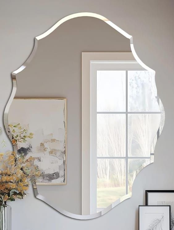 Frameless Scalloped Wall Mirror. - Image 1