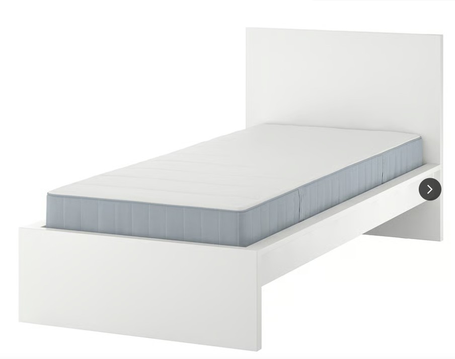 Ikea Bed frame with mattress, white - Image 1