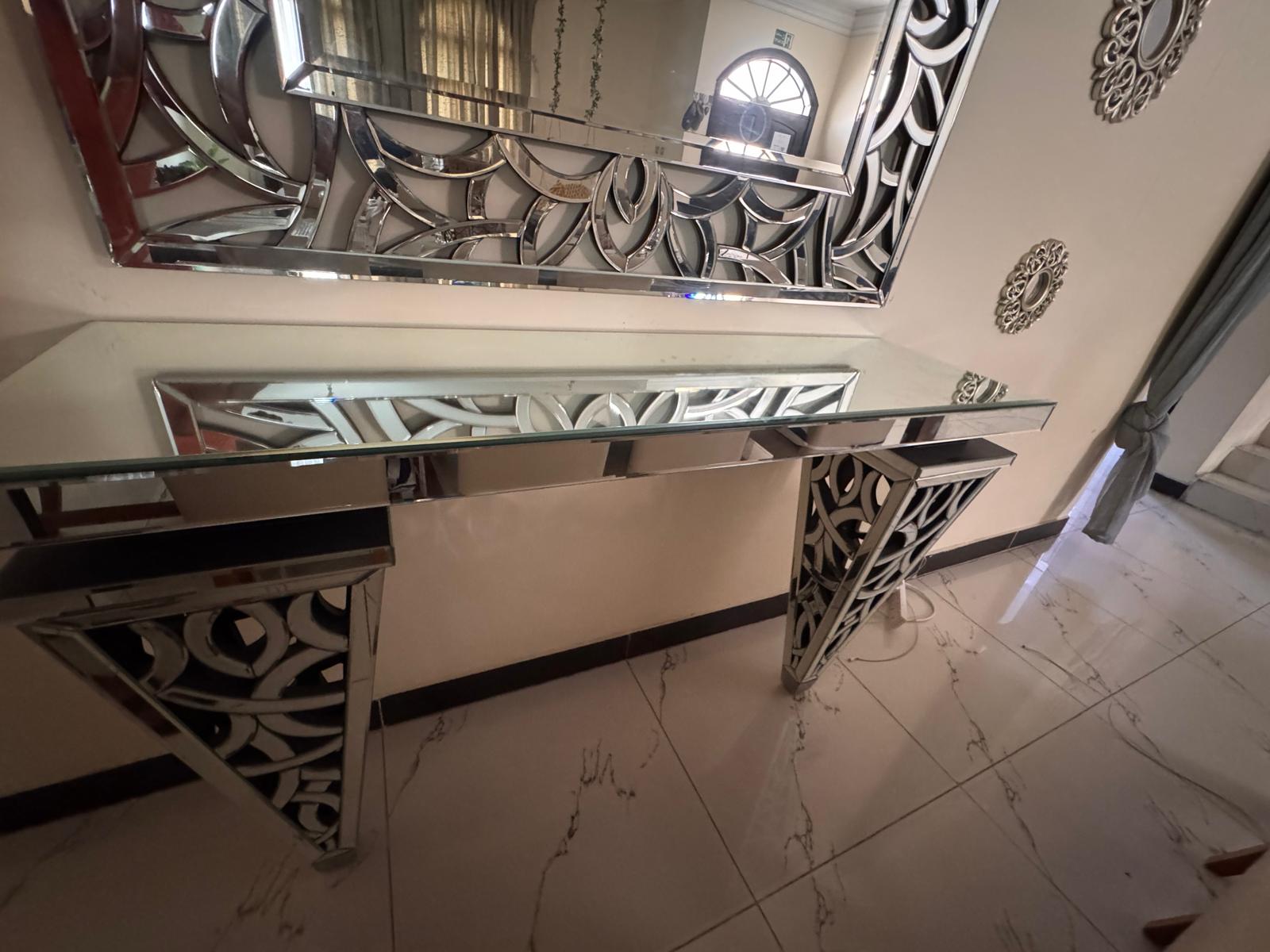 Luxury Mirrored Console & Designer Wall Mirror Set - Image 9
