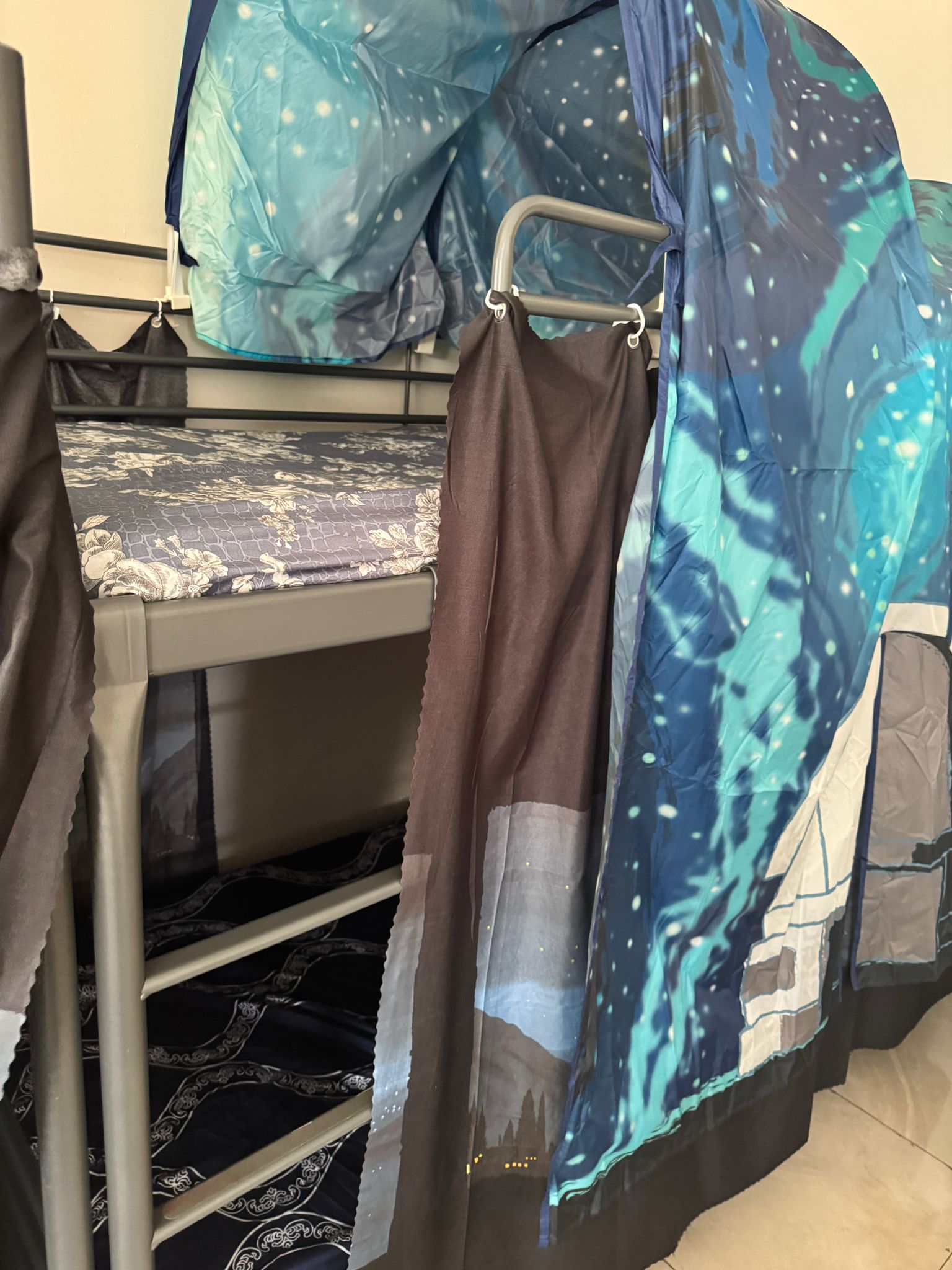 ikea svarta bunk bed+ ikea matterss (less used)+ ikea privacy cover - Image 6
