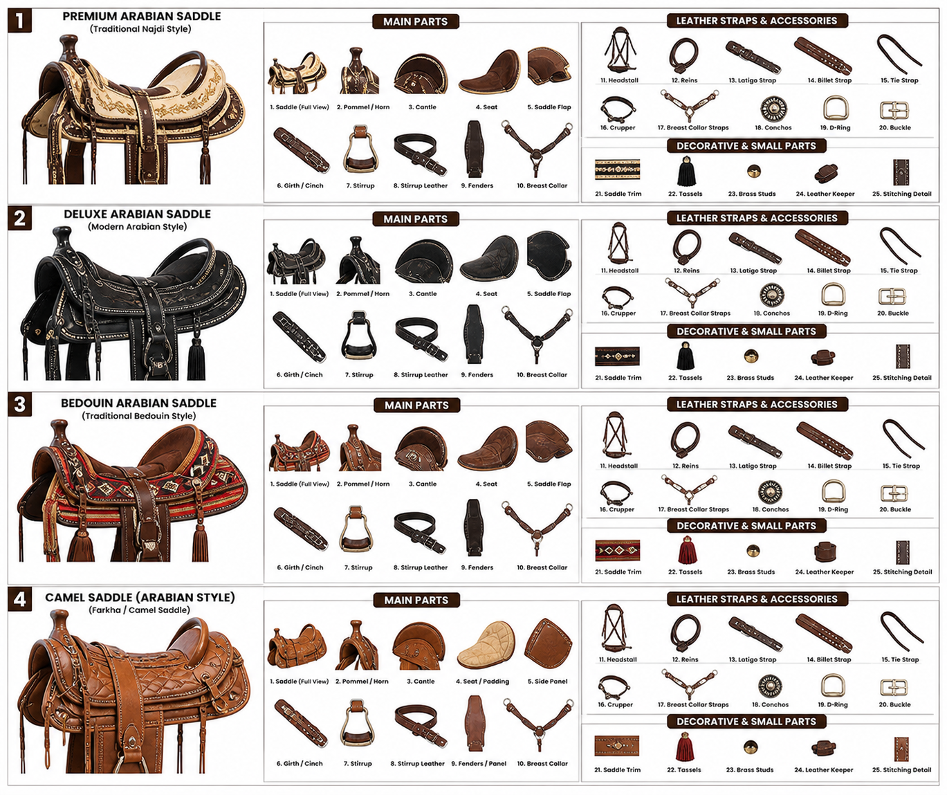 Premium Horse Saddles | American, European & Arabic Styles | Full Sets Available - Image 6