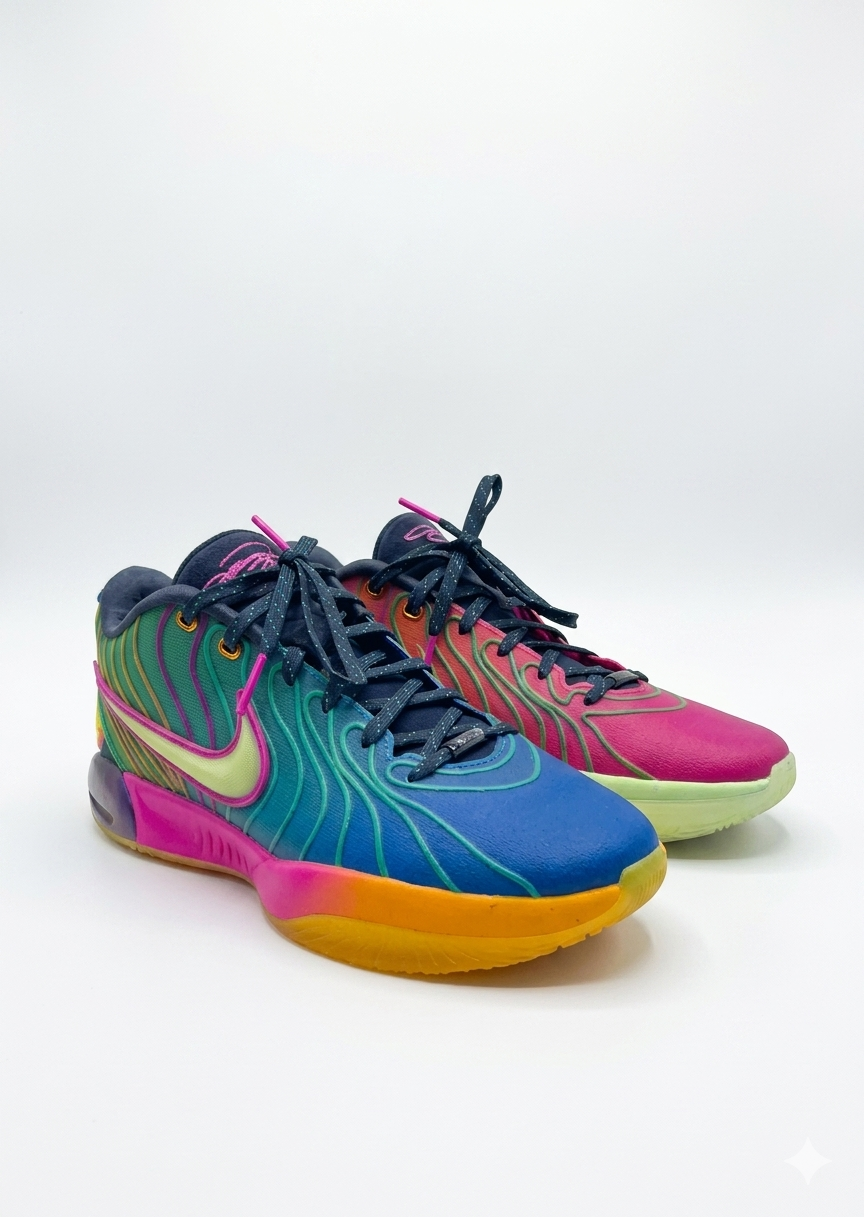 Nike LeBron XXI "Optimism" basketball shoes featuring a vibrant multicolored des - Image 2