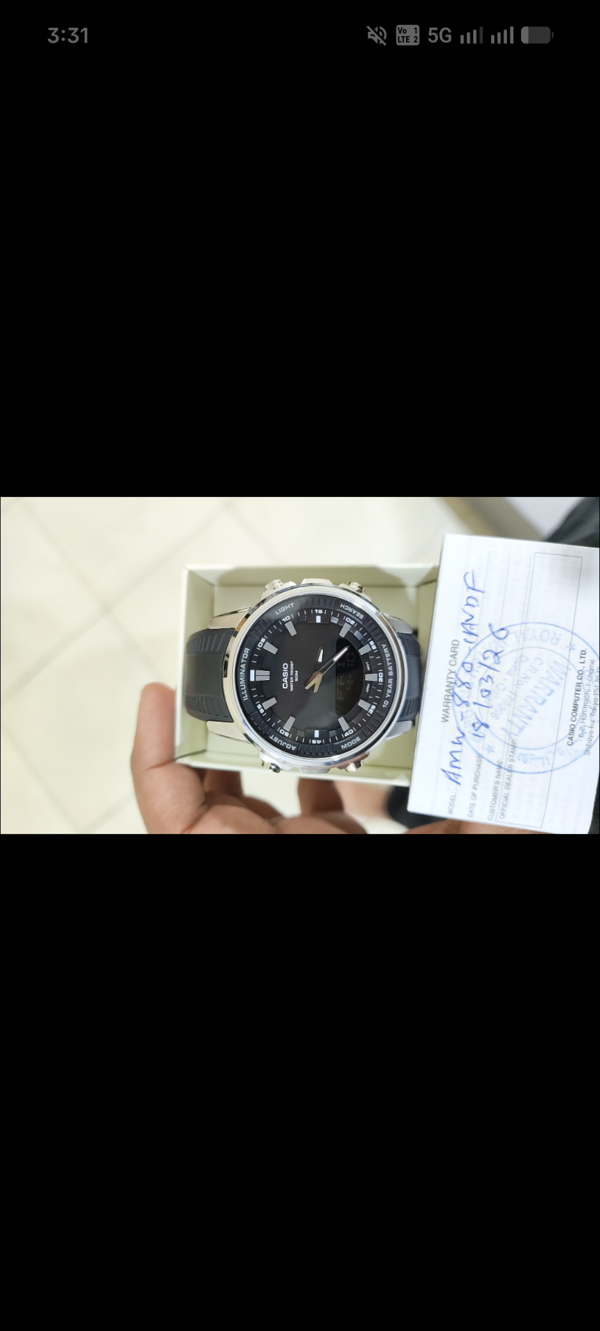 CASIO Men's Analog-Digital Black Dial Watch - AMW-880-1AVDF - Image 2
