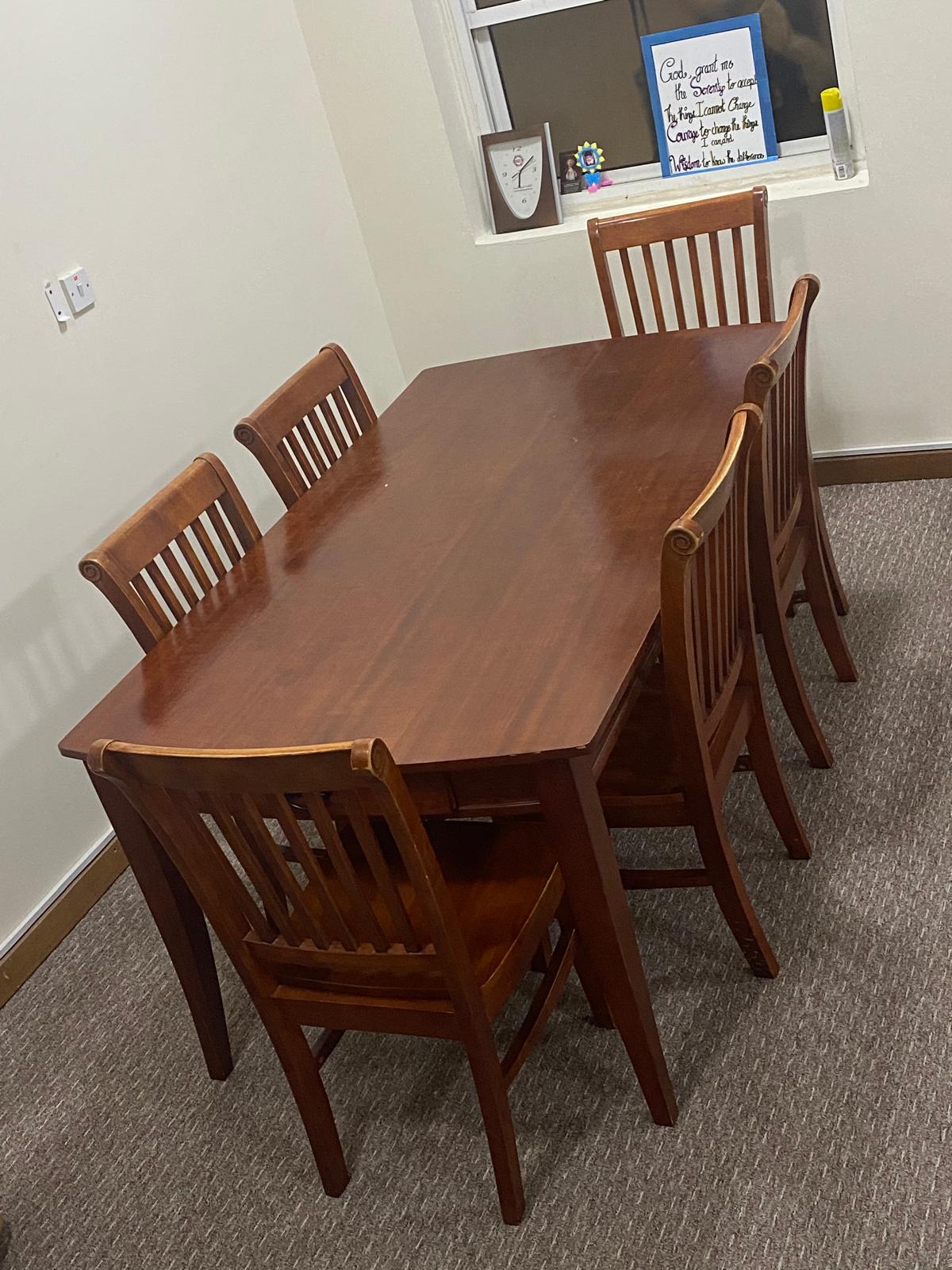 Solid Wood Dining Table & Chairs from Home Centre (6 Nos) - Image 2