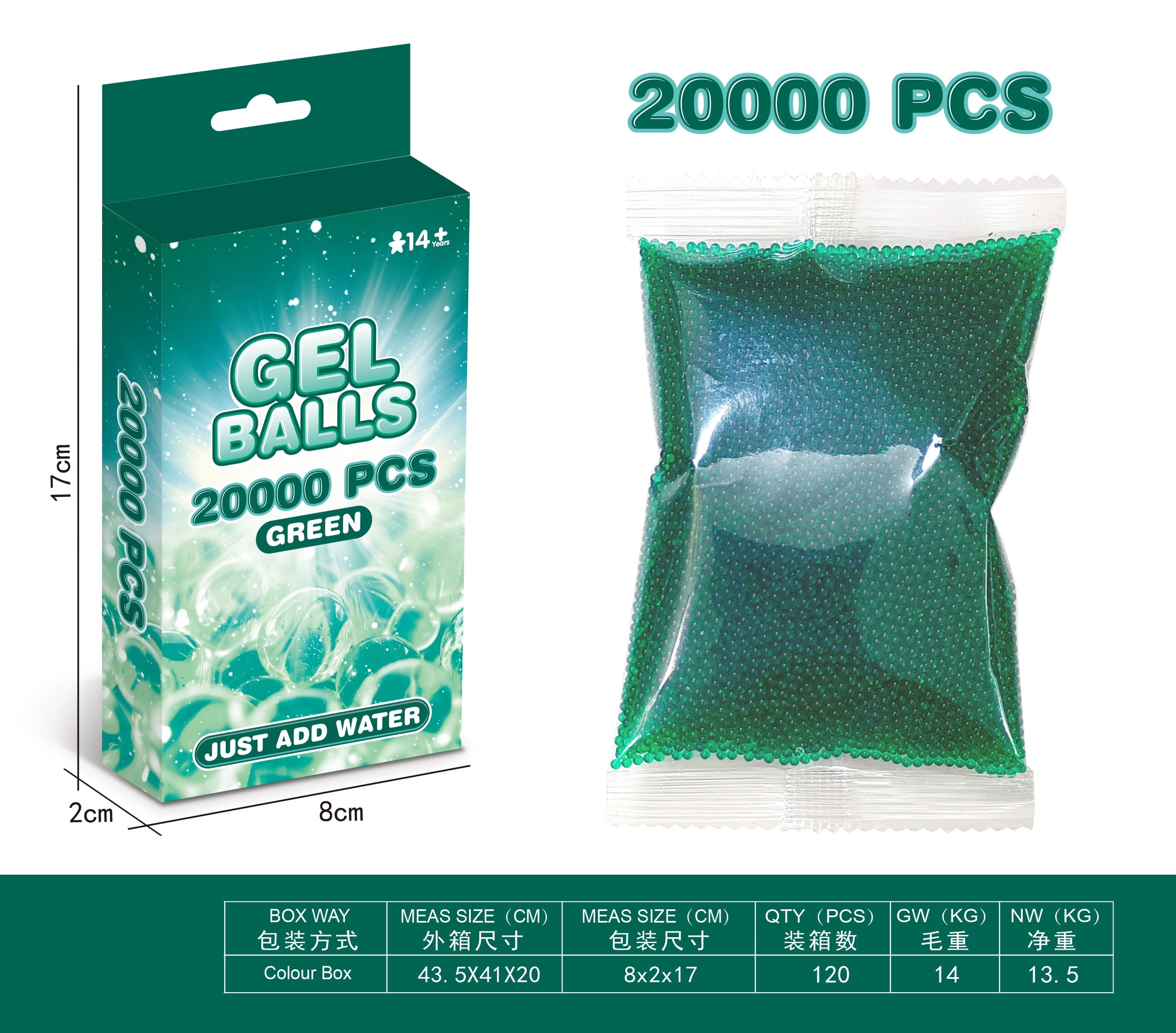 Gel Balls 20000 PCS (Green / Blue) – Water Beads Ammo - Image 2