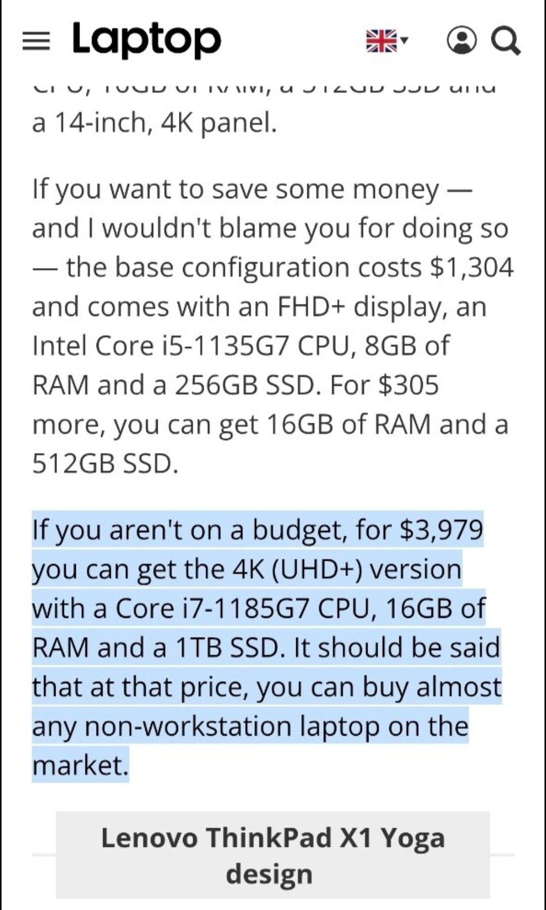 4K UHD+ X1 Yoga Gen 6 - Image 6