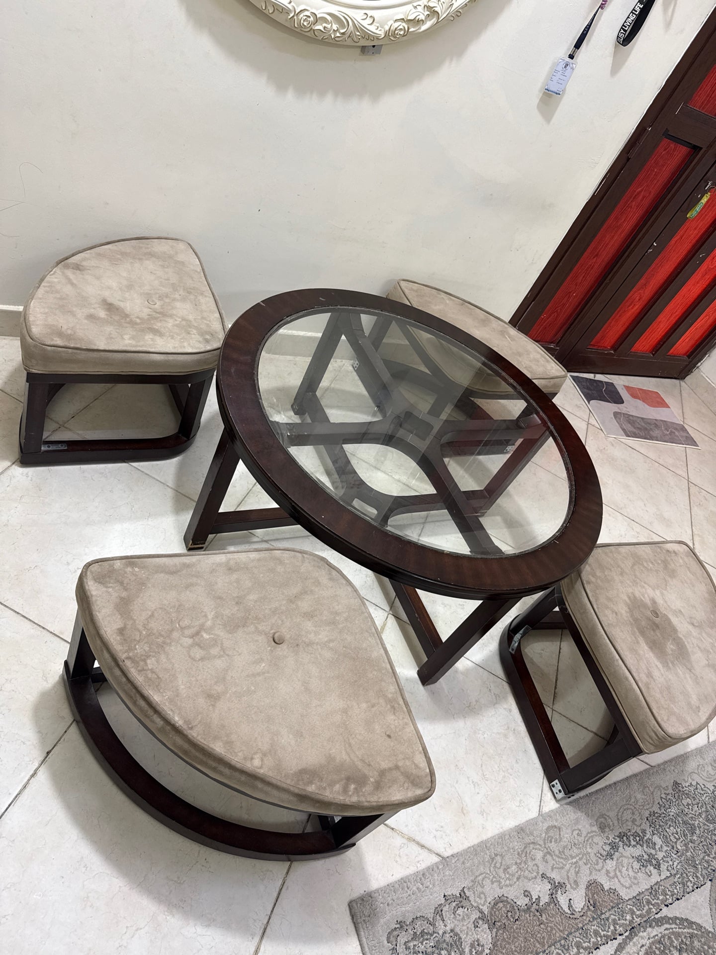🔥Coffee Table Set with 4 Cushioned Stools / Dining table🔥 - Image 3
