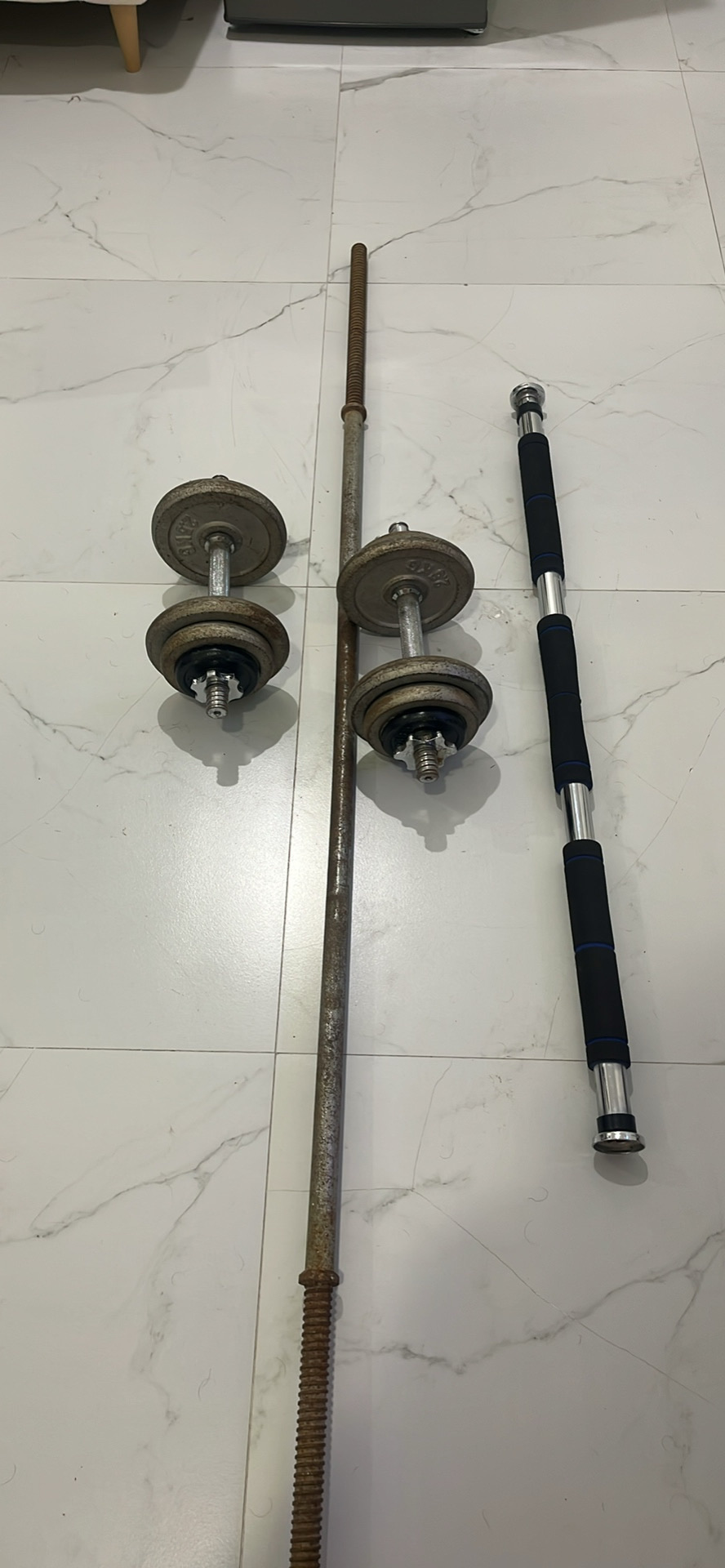 Long bar dumbbell set 20 kg and pulling bar - Image 2