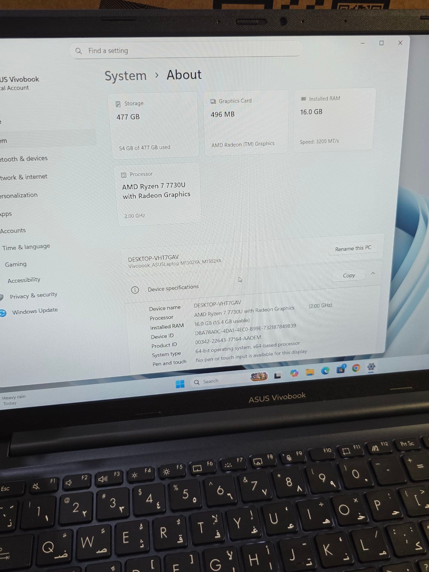 Asus Vivobook M1502Y 16/512Gb ( 22 days old ) - Image 2