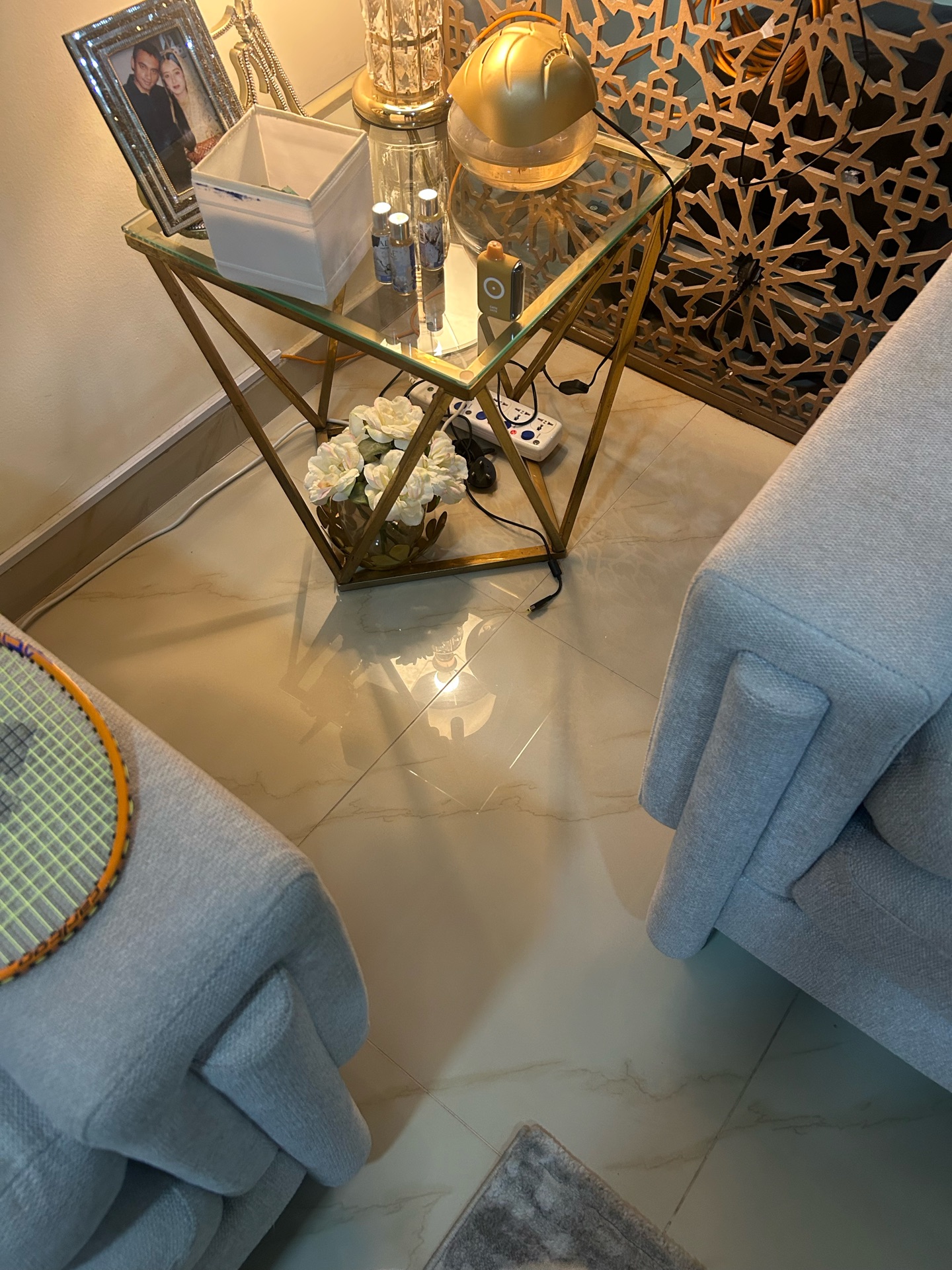 Nabco golden center table , two side tables , and a lounge stand  - Image 3