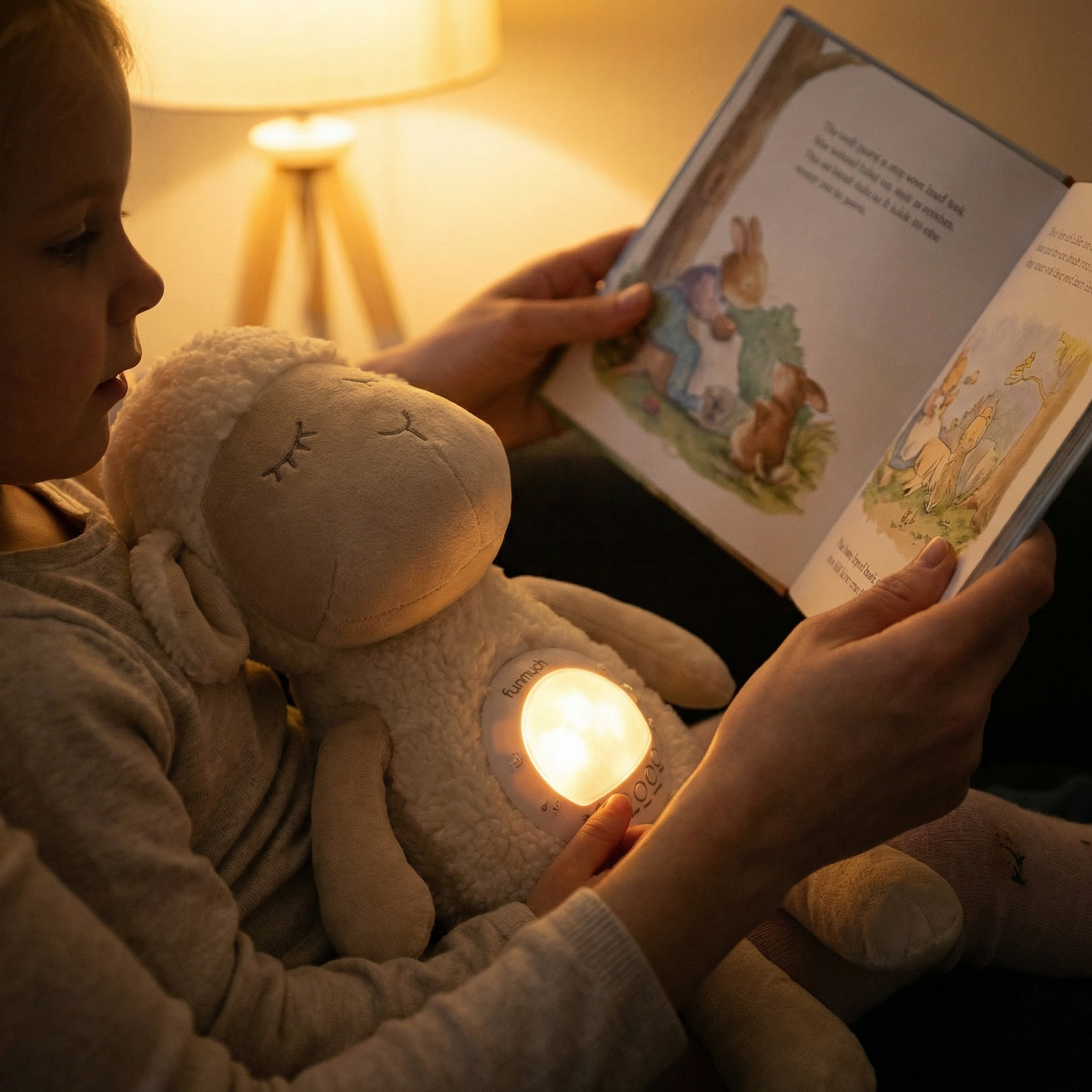 Baby Plush Night Light Projector – Sleeping Lamb - Image 2