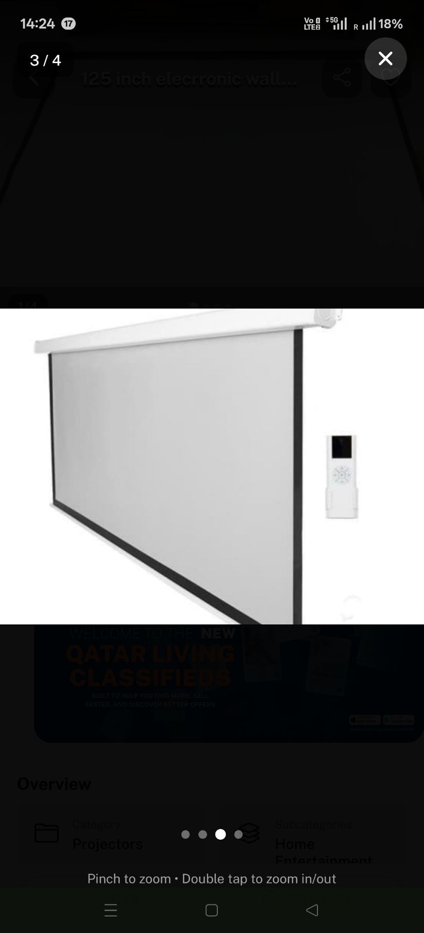 125 inch Electronic Wall Mounted Projector Screen - Image 3