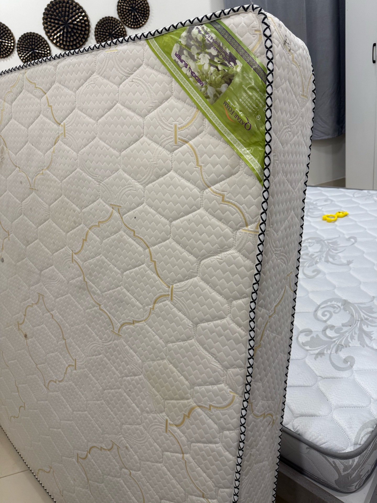2 Bed mattresses (king & Queen), 1 small table & 2 complimentary chairs - Image 1