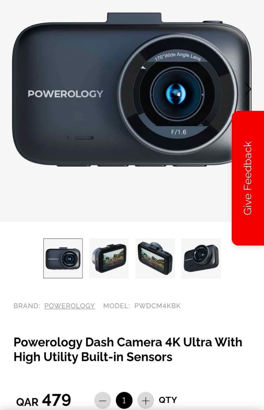 كاميرا داش Powerology Ultra مع حساسات مدمجة عالية الاستخدام 4K - أسود - Image 8