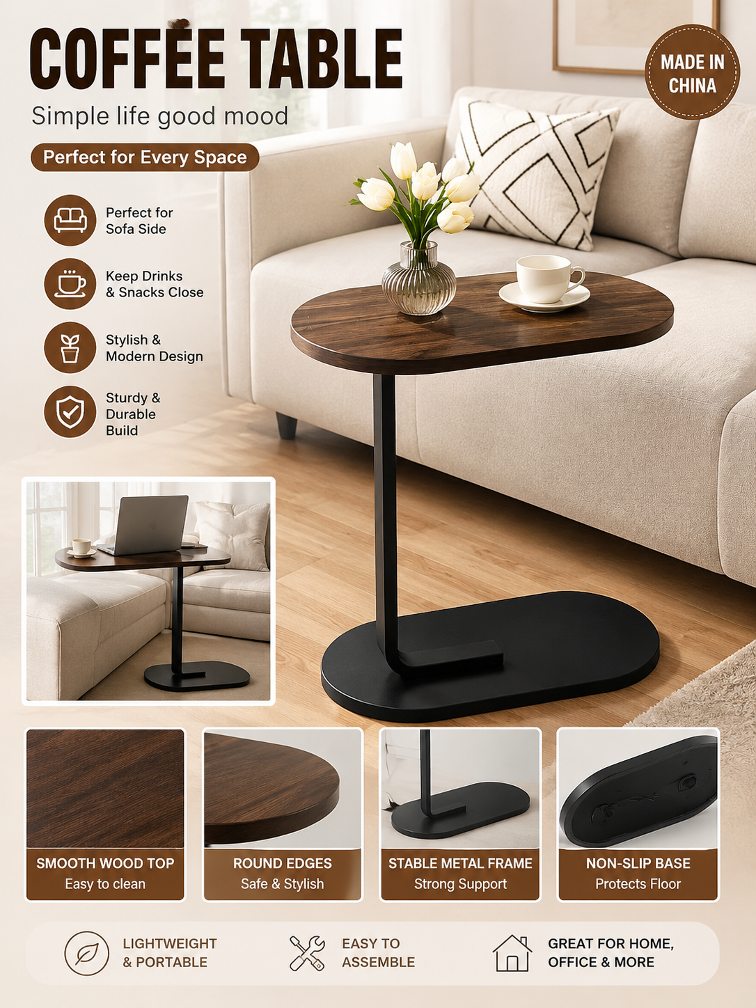 Modern Wooden Coffee Table – Stylish & Durable - Image 3