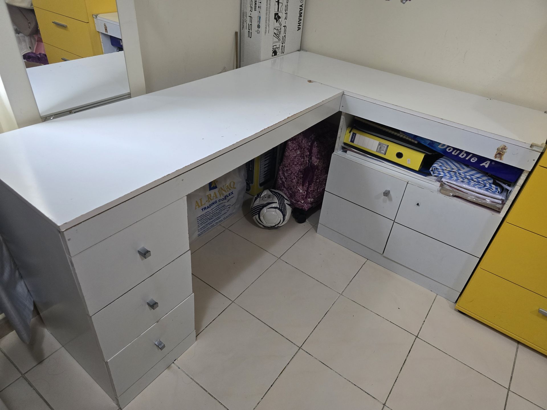 L-Shaped Study Desk with free wardrobe - Image 4
