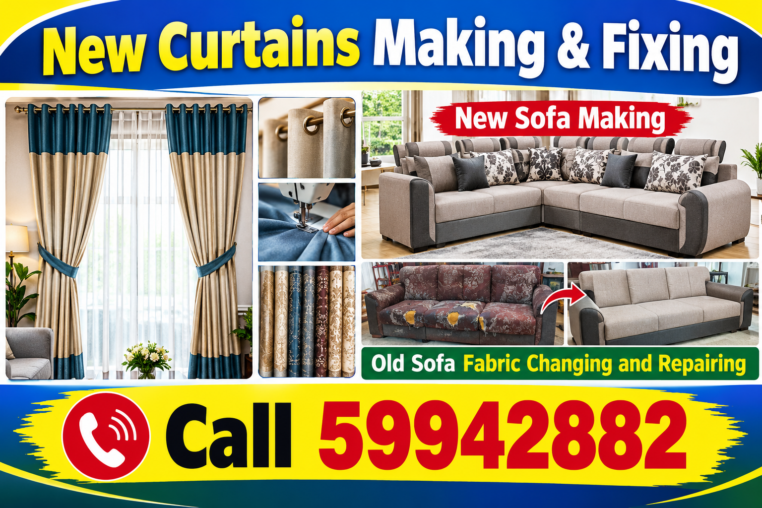 Painting & Decor curtains making & fixing new sofa making . - Maintenance Services