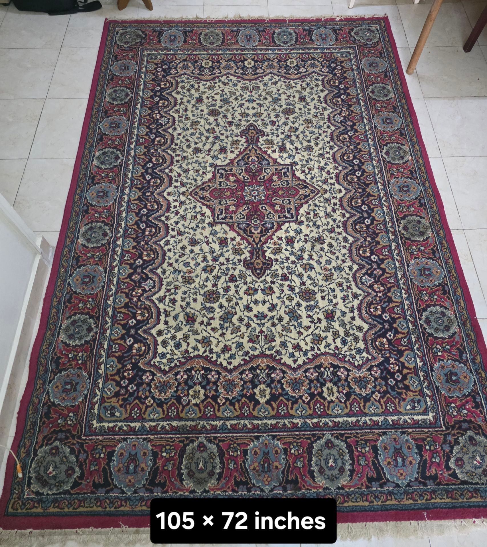 ✨ Traditional Persian-Style Central Medallion Area Rug (105 \times 72 inches / - Image 1