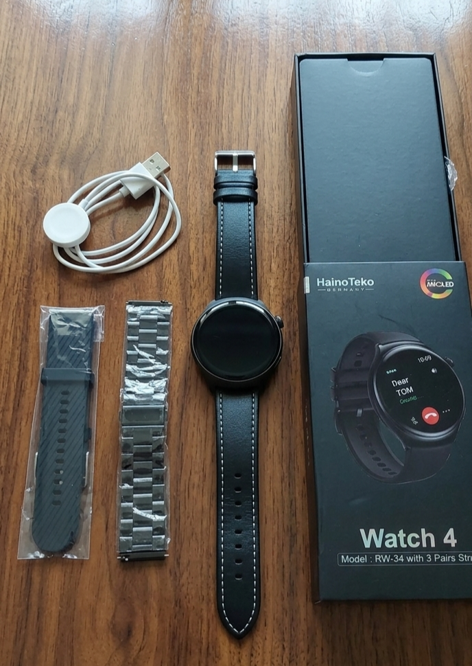 RW-34 AMOLED Display Smart Watch for Men & Boys – 3 Interchangeable Straps, Fitn - Image 4