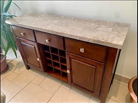 Home Centre Ken Buffet Table | Marble Top | Solid Wood |Dining Storage - Image 4