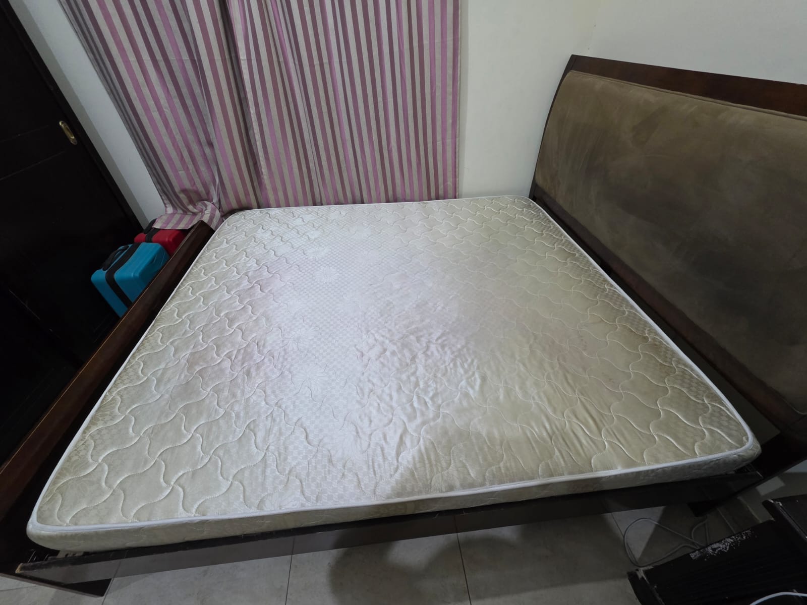 Ikea king size wooden bed with mattress in good condition - Image 2