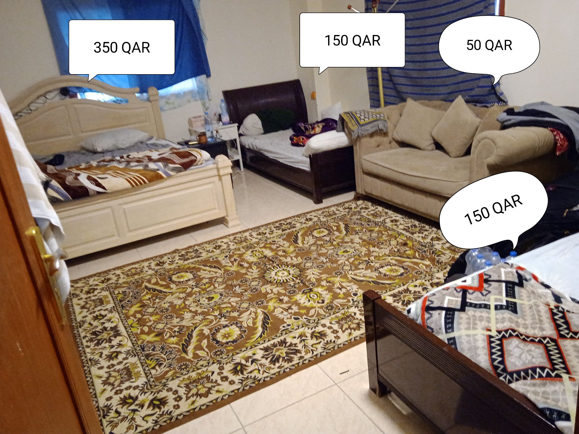 Prince size Bedroom set, 2 standard beds, Sofa, wardrobe, small table - Image 1