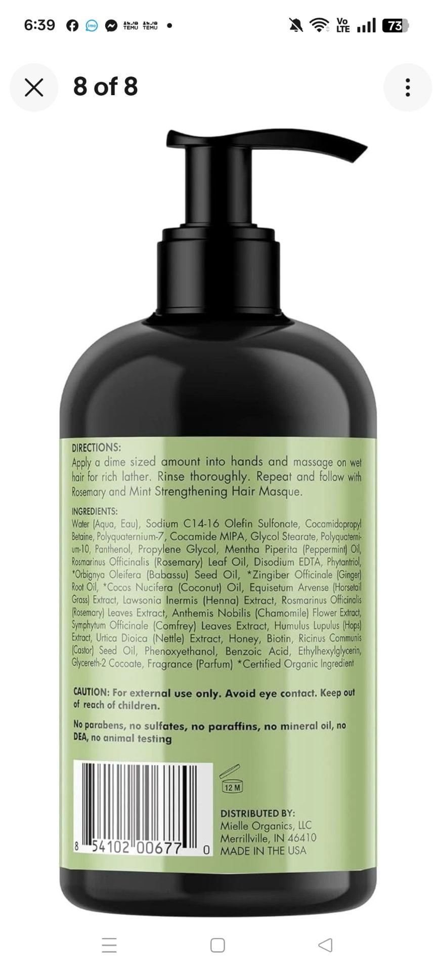 Rosemary Mint Hair Strengthening Shampoo  - Image 4